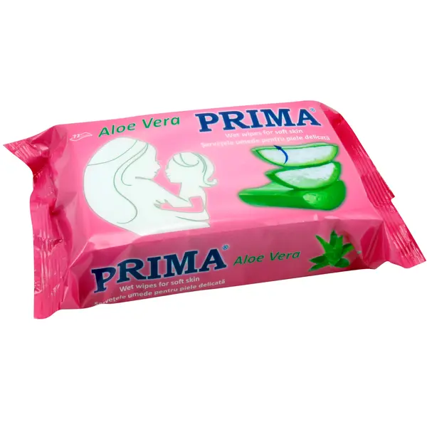 Servetele umede PRIMA cu Aloe Vera, pentru piele sensibila bebelusi, fara alcool, 72 bucati