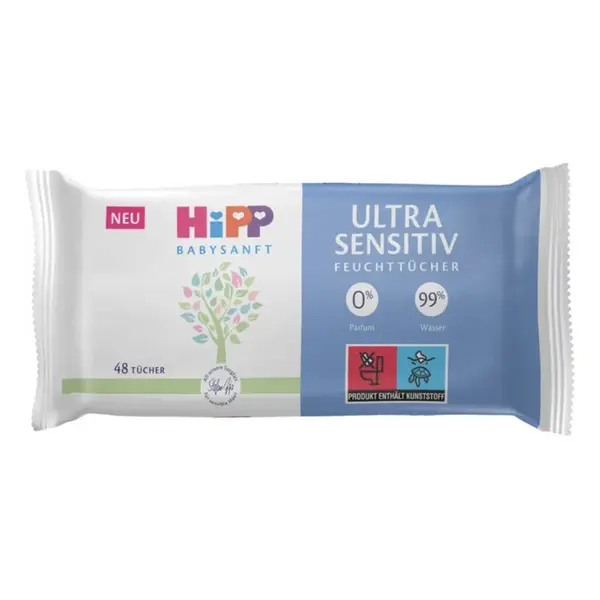 Servetele umede Ultra Sensitiv, 5 pachete*48 bucati, Hipp