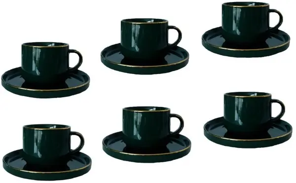 Serviciu porțelan Morello - Modern Green, 12 părți, 200 ml