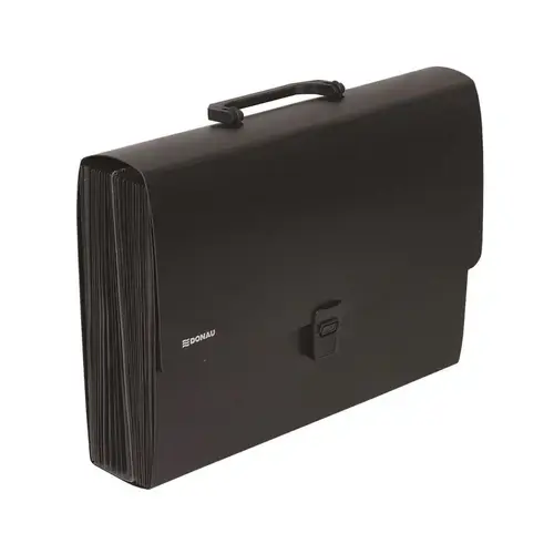 Servieta din plastic DONAU, 26 compartimente si index, 330 x 240 x 75 mm, negru