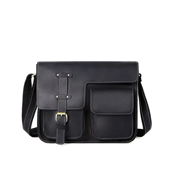 Servieta pentru barbati, Dastan GT3269, piele naturala, Neagra