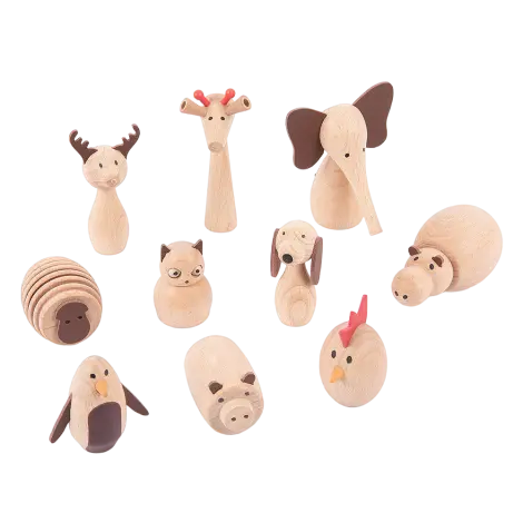 Set 10 animale din lemn Lumea Animalelor