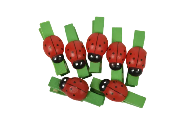 Set 10 carlige din lemn cu buburuze,3.5cm