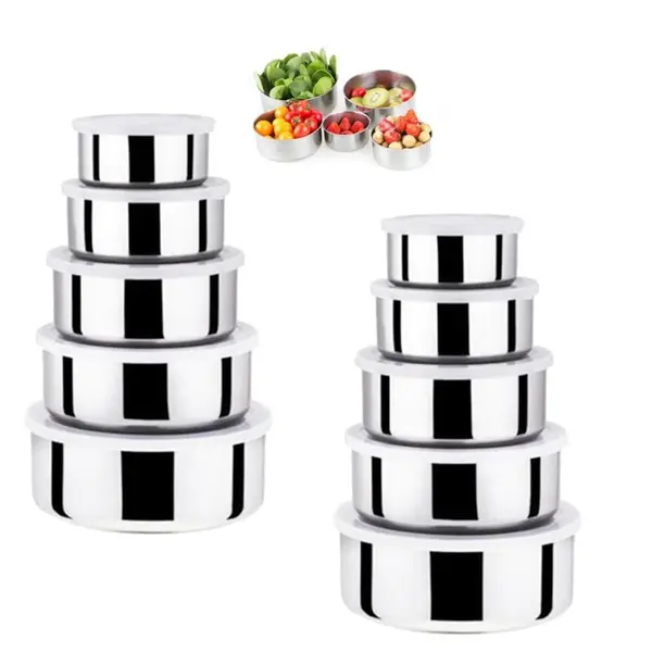 Set 10 caserole metalice cu capace din plastic