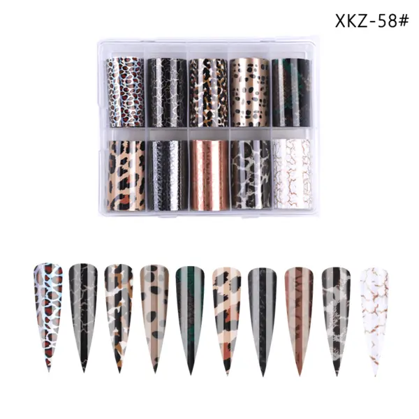 Set 10 Folii Transfer Unghii Animal Print Luxury XKZ-58 | Nail Art Profesional 100×4 cm