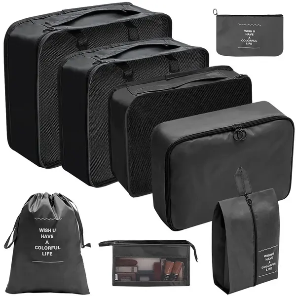 Set 10 organizatoare de bagaje – impermeabile, ușoare, pliante, cu mânere și fermoar dublu