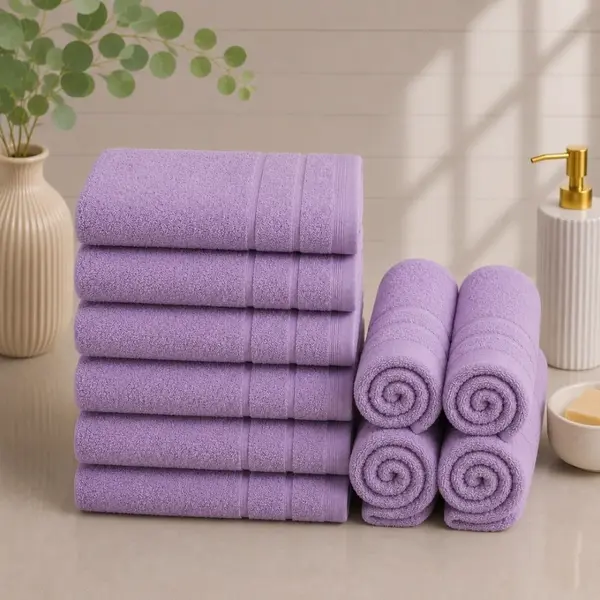 Set 10 prosoape mici, Terry, 30x50cm, din 100% bumbac pakistanez, 600g, Lila