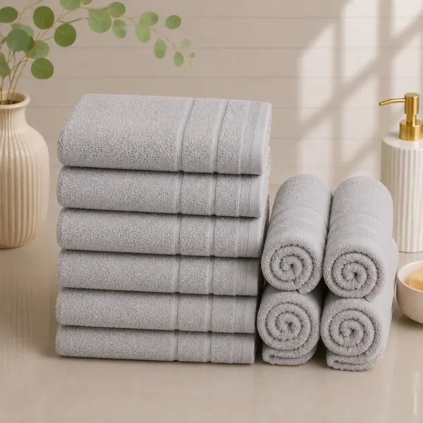 Set 10 prosoape mici, Terry, 30x50cm, din 100% bumbac pakistanez, 600g, Gri
