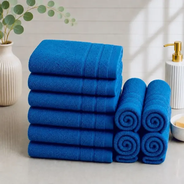 Set 10 prosoape mici, Terry, 30x50cm, din 100% bumbac pakistanez, 600g, Albastru