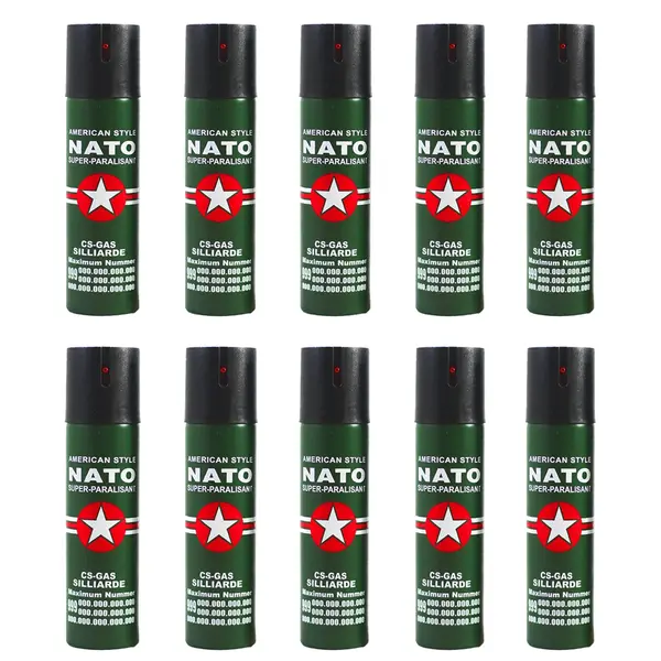 Set 10 sprayuri autoaparare NATO, propulsie jet, 60 ml