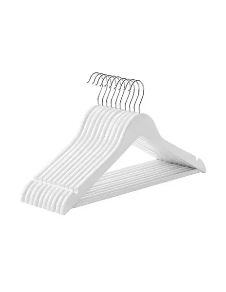 Set 10 umerase din lemn, Songmics, CRW03W10, Alb, 44 x 23 cm