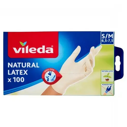 Set 100 Manusi de unica folosinta Vileda Multi Latex, 100 bucati, S/M (Bej)