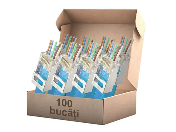 Set 100 mufe ecranate RJ45 CAT6A, orificii de 1.3mm, Braun Group TS-RJ45M6A-EZX100
