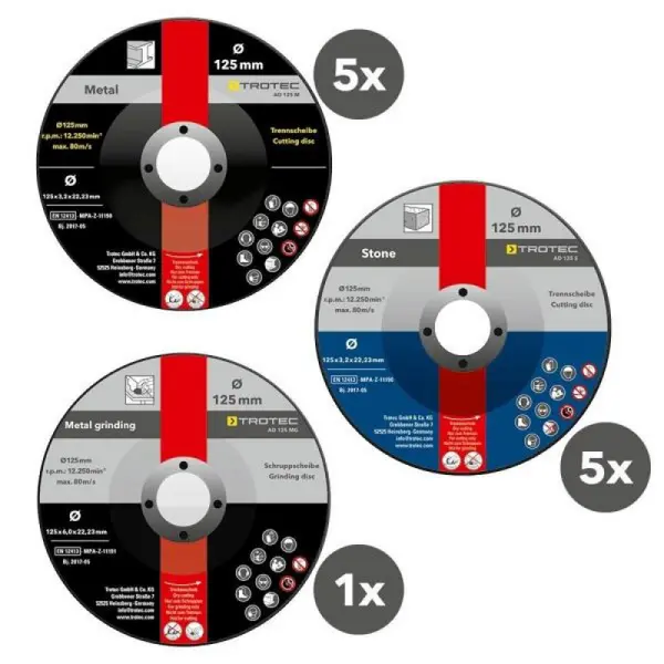 Set 11 discuri pentru taiere si slefuire 125 Trotec, pachet 11 bucati
