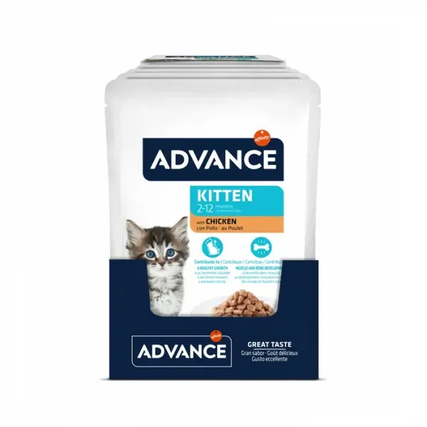 Set 12 buc x 85 gr Hrana umeda pentru pisici Advance Kitten cu pui