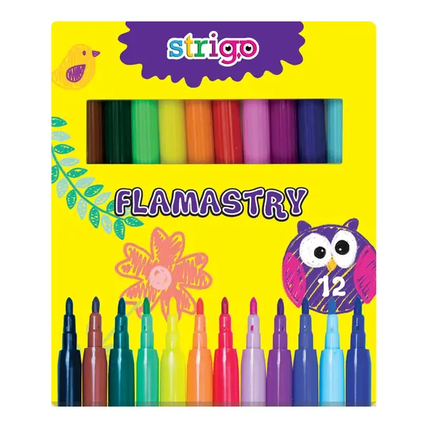 Set 12 carioci colorate Strigo, varf subtire