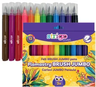 Set 12 carioci Strigo Jumbo, varf pensula 1-5.7 mm, pe baza de apa