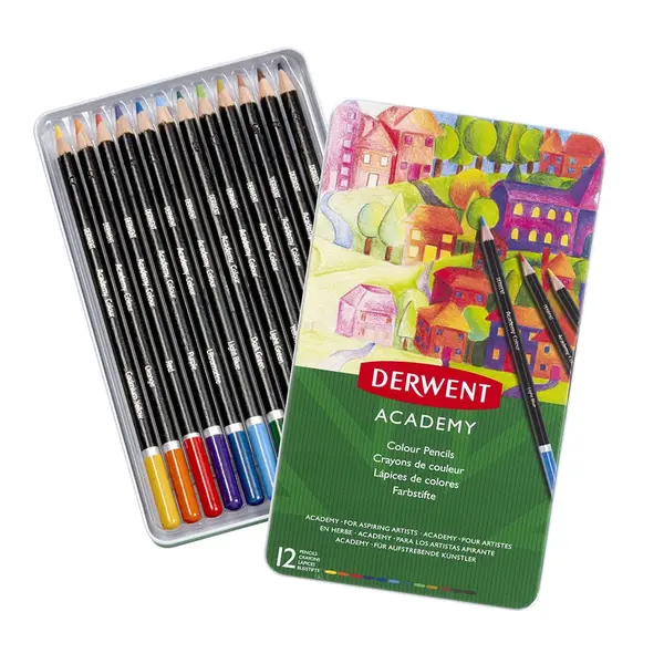 Set 12 creioane colorate Derwent Academy calitate superioara pentru artisti aspiranti Set 12 creioane colorate Derwent Academy calitate superioara pentru artisti aspiranti