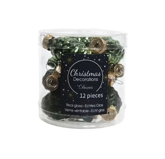 Set 12 globuri - Mini Pine Cones Shiny-Matt | Kaemingk