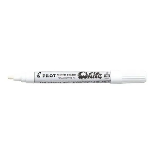 Set 12 markere permanente Pilot Super Color M albe 4.5 mm varf rotund Set 12 markere permanente Pilot Super Color M albe 4.5 mm varf rotund