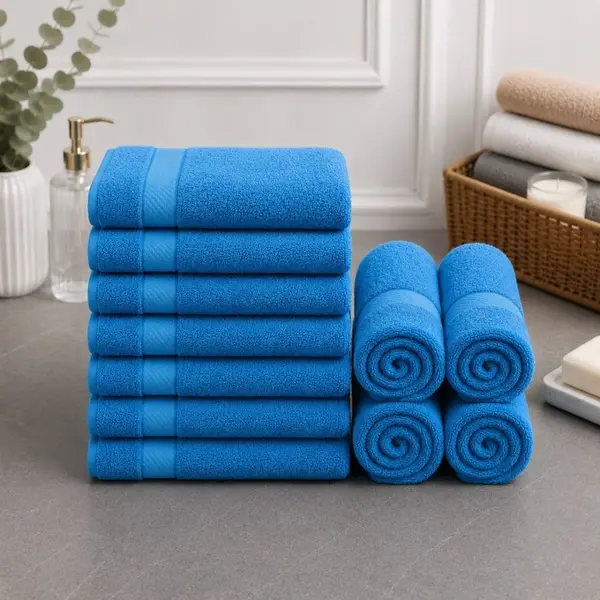 Set 12 prosoape mici, Ashley Mills, 30x50cm, din 70% bumbac pakistanez, 390g, Albastru
