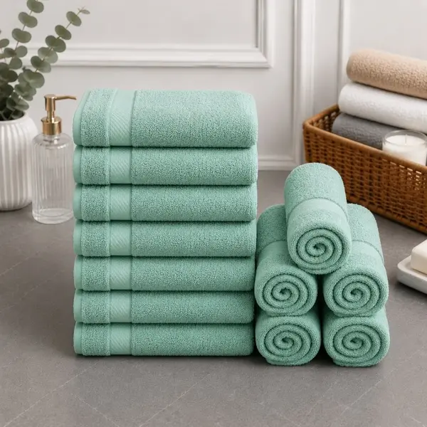 Set 12 prosoape mici, Ashley Mills, 30x50cm, din 70% bumbac pakistanez, 390g, Menta