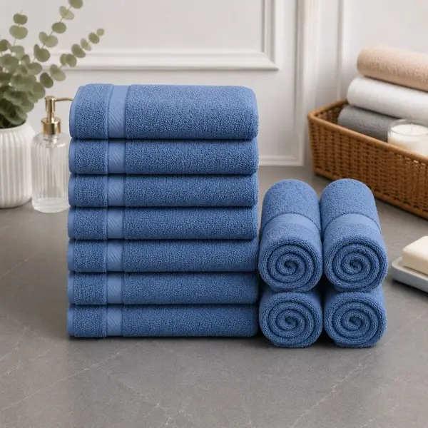 Set 12 prosoape mici, Ashley Mills, 30x50cm, din 70% bumbac pakistanez, 390g, Albastru