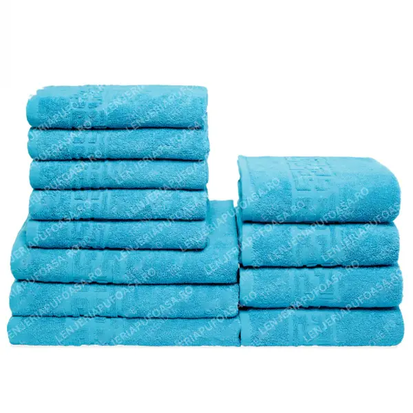 Set 12 Prosoape Premium Bumbac 100%, 550g m ², pentru Maini, Fata si Corp - Turcoaz