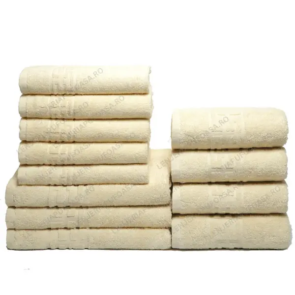 Set 12 Prosoape Premium Bumbac 100%, 550g m ², pentru Maini, Fata si Corp - Crem