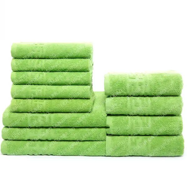 Set 12 Prosoape Premium Bumbac 100%, 550g m ², pentru Maini, Fata si Corp - Verde deschis