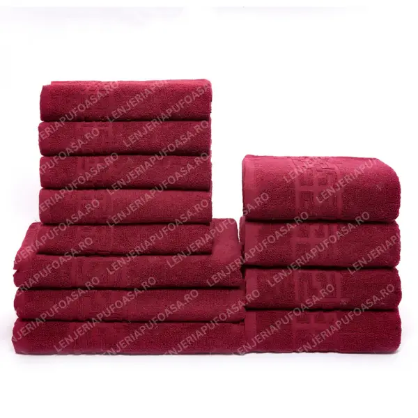 Set 12 Prosoape Premium Bumbac 100%, 550g m ², pentru Maini, Fata si Corp - Grena