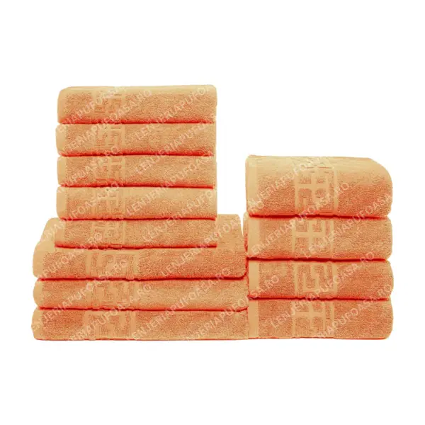 Set 12 Prosoape Premium Bumbac 100%, 550g m ², pentru Maini, Fata si Corp - Portocaliu