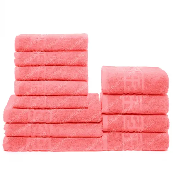 Set 12 Prosoape Premium Bumbac 100%, 550g m ², pentru Maini, Fata si Corp - Corai