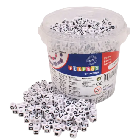 Set 1250 de margele cub de insirat cu litere, diametru 6.5 mm