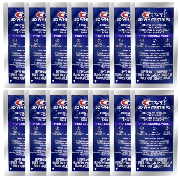 Set 14x Benzi Albirea Dintilor, Crest, 3D White, Professional White, 10% Concentratie, Tratament 14 zile, 45 min, Nivel Albire 20