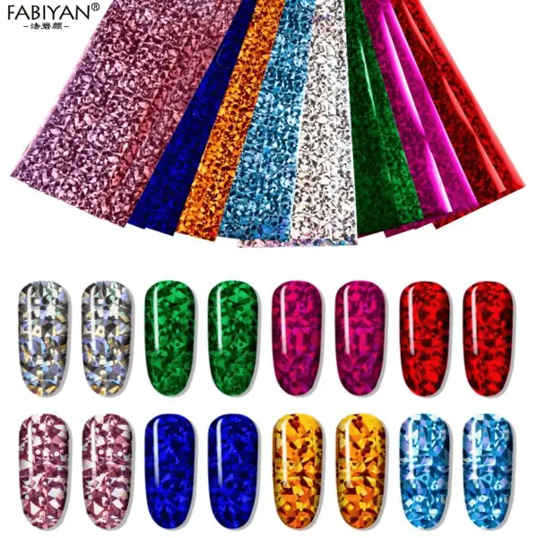 Set 16 Folii Transfer Unghii Holographic FT-H16 | Nail Art 20×4 cm