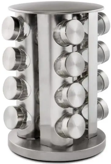 Set 16 recipiente condimente cu suport Zokura Z1009 (Inox)