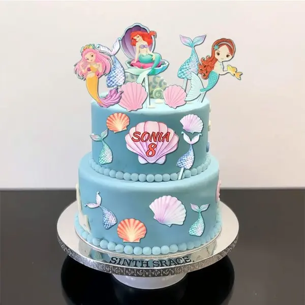 Set 16 toppere tort aniversar Ariel si alte sirene, rezistente si reutilizabile