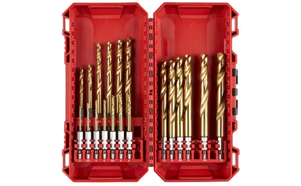 Set 19 burghie Milwaukee pentru metal, HSS Ground, tija hex 1/4 inch, diametru 2-10mm, invelis din titan, cutie depozitare, 4932493866