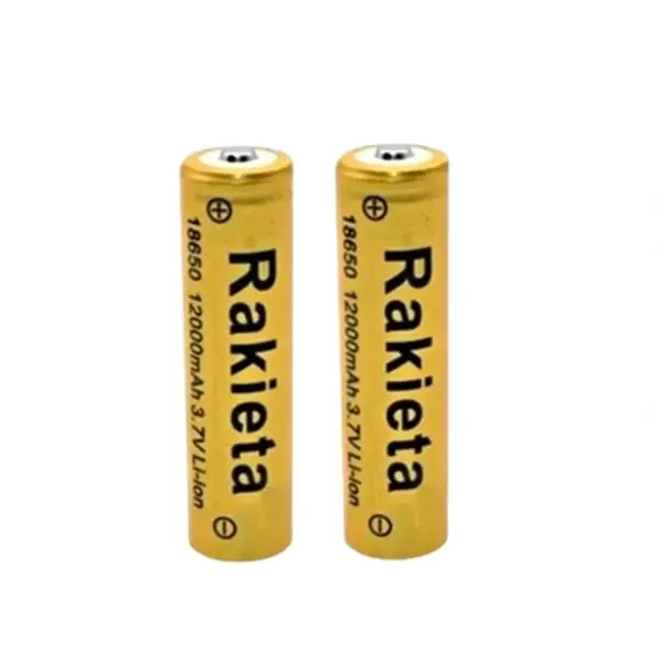 Set 2 acumulatori (baterii reincarcabile) Li-ion, 12000 mAh, 3.7 V, Rakieta 18650 galben