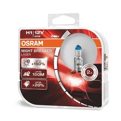 Set 2 Becuri 12V H1 55 W Night Breaker Laser Nextgen +150% Osram