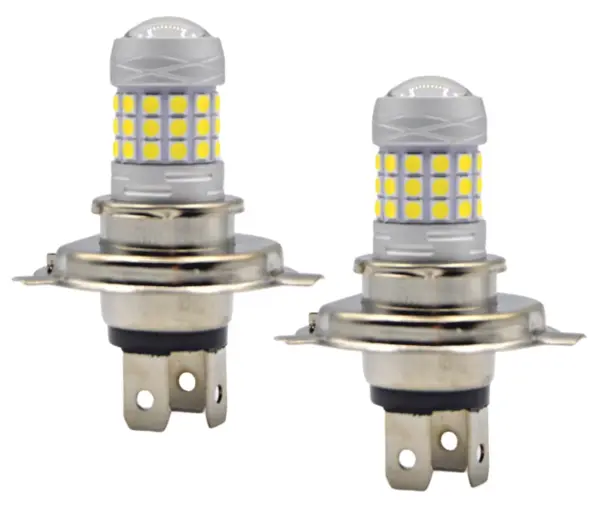 Set 2 becuri auto H4 cu 42 LED SMD 120W 6000k 12/80V doua faze lupa