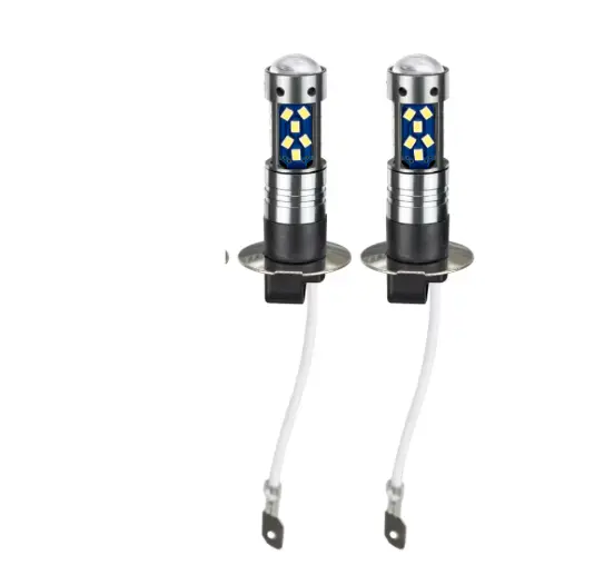 Set 2 Becuri Auto LED H3 cu Lupa BZRSH 60W 27 SMD 12V 6000K