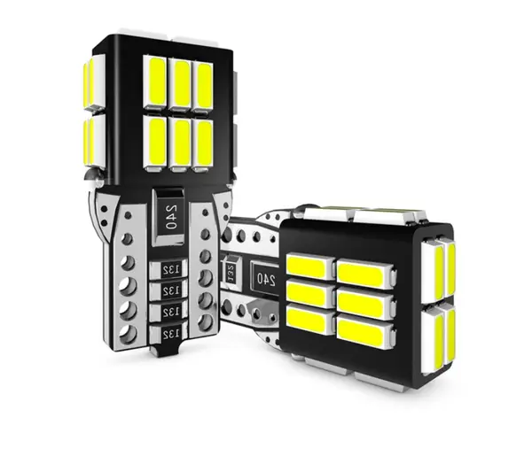 Set 2 Becuri auto led T10 W5W, 12 V, 24 LED SMD 4014 , canbus fara eroare, lumina alba, BZRSH, pentru pozitie, plafoniera, portbagaj, semnalizare,