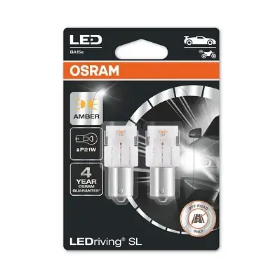 Set 2 Becuri Auxiliare Cu Led 12V (P21W) Amber Bli Osram