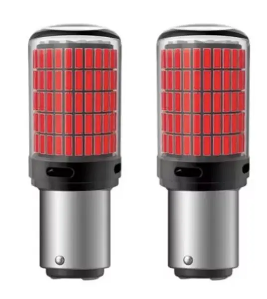 Set 2 Becuri LED semnalizare culoare ROSU soculu BAY15D 1157/P21/5W LED 1156 pentru 144 SMD cu doua faze