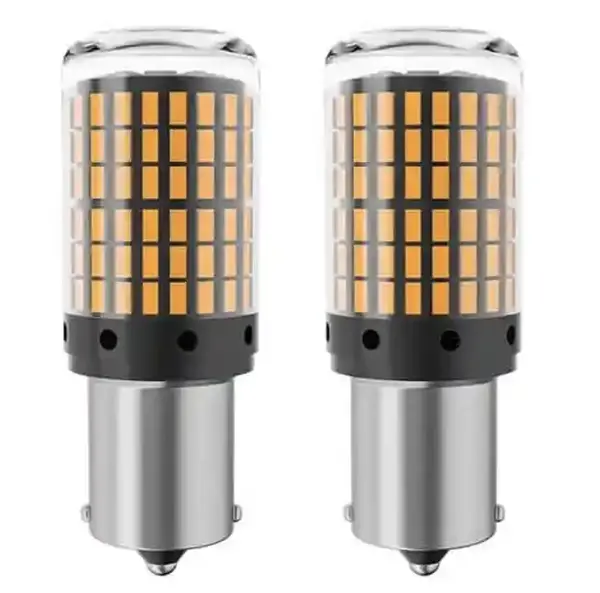 Set 2 Becuri LED semnalizare ORANGE soclu Py 150 grade LED 1156 led 144 SMD PY21