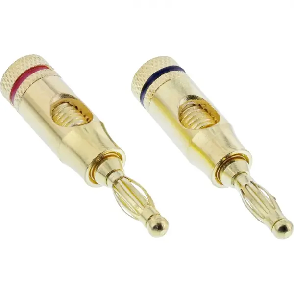 Set 2 buc conector banana metalic Negru + Rosu, InLine IL99112X