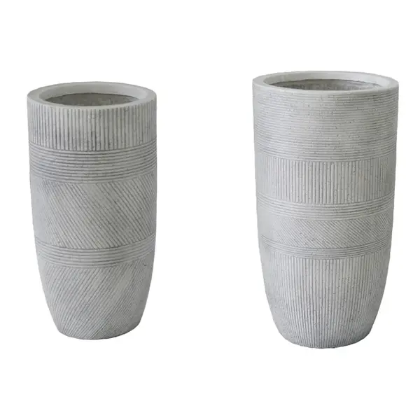 Set 2 buc. ghivece decorative, Negani, Gri, 33.5x33.5x63 cm