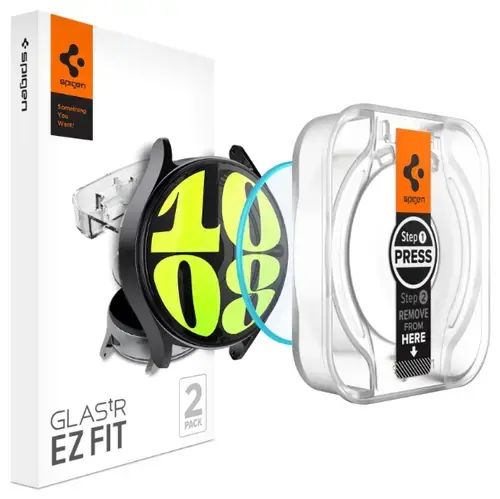 Set 2 bucati Folie Protectie Spigen EZ FIT pentru Samsung Galaxy Watch 7, Watch 6, Watch 5, Watch 4, 44mm, Sticla Securizata